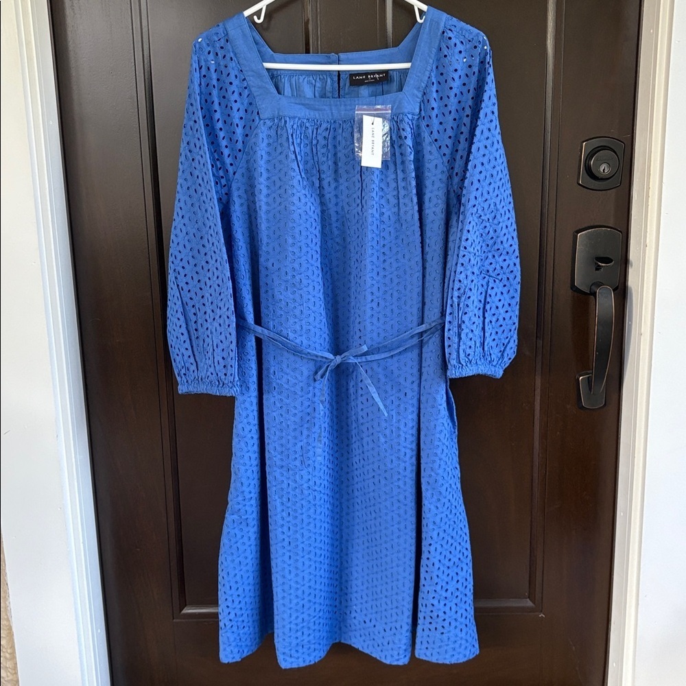 NWT Lane Bryant Square Neck Eyelet Dress Blue Size 18 Retail $110.00 - Picture 4 of 15